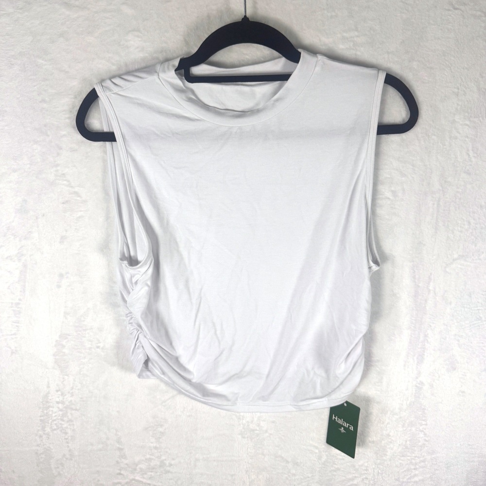 Halara Tank Top Ruched Side  XL White Womens NWT
